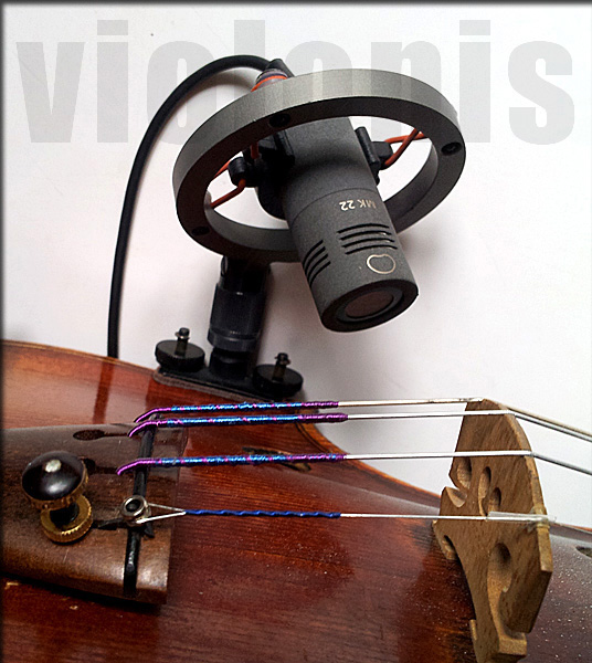 Micro pour violon SCHOEPS MK22 omni et cardio monté sur suspension élastique